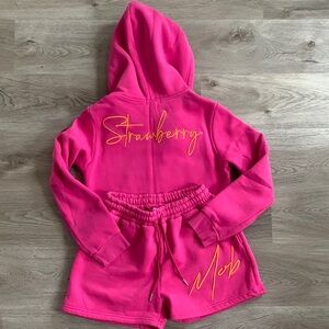 Strawberry Milk Mob - HOT PINK Cropped Zip and Short